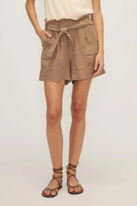 Melissa Nepton Bottoms Spencer Short by Melissa Nepton - Khaki Linen Shorts available at Lemonberry Boutique Aurora