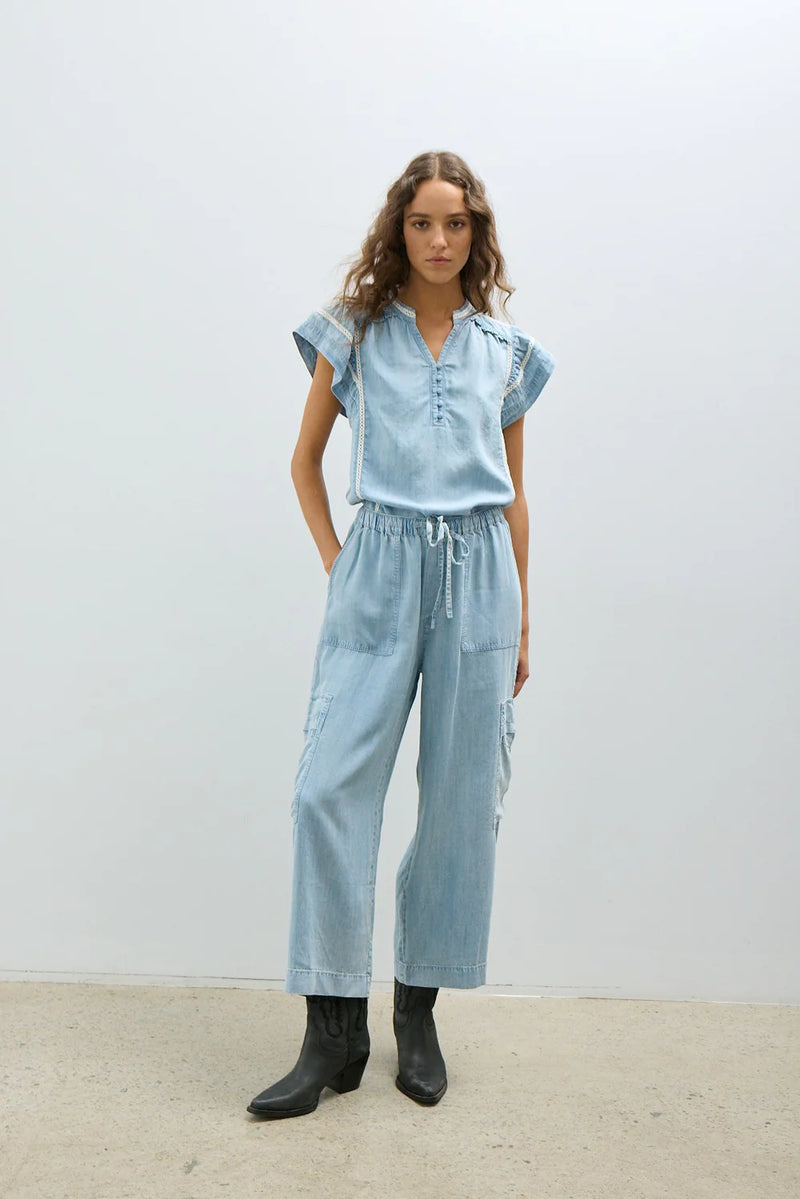 Melissa Nepton Eloa Pant light blue front view Lemonberry Aurora
