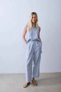 Melissa Nepton Finn Pants Navy Stripe Wide Leg