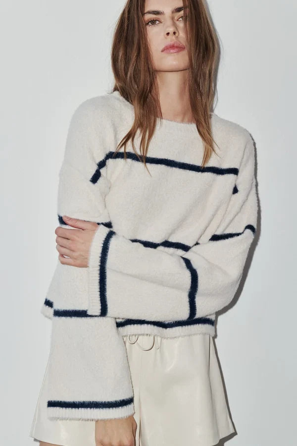 Melissa Nepton Iro striped sweater in cream and navy