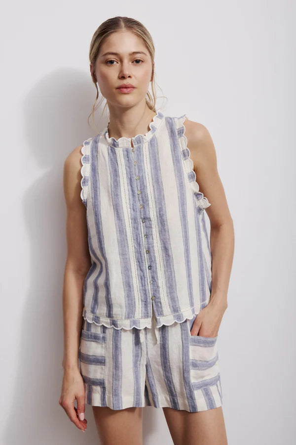 Melissa Nepton Layana Top denim blue stripe front view Lemonberry Aurora