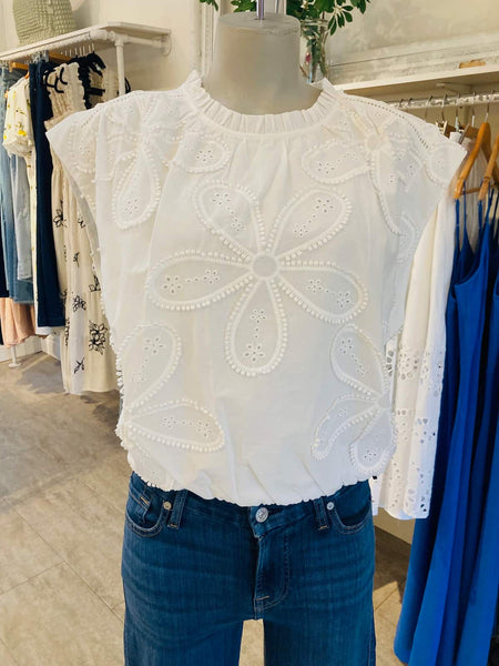Melissa Nepton Licia Embroidered Cotton Top - Lemonberry