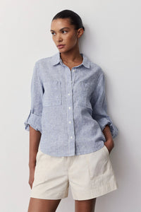 Melissa Nepton Moca Navy Striped Shirt