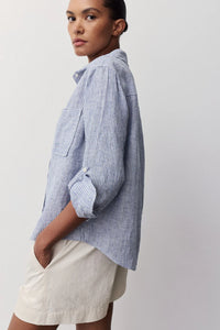 Melissa Nepton Moca Navy Striped Shirt
