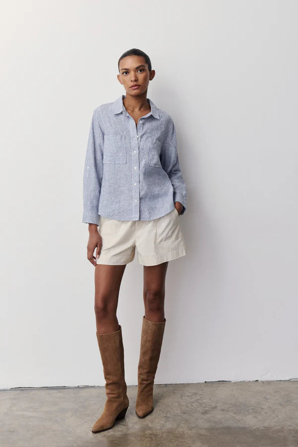 Melissa Nepton Moca Navy Striped Shirt
