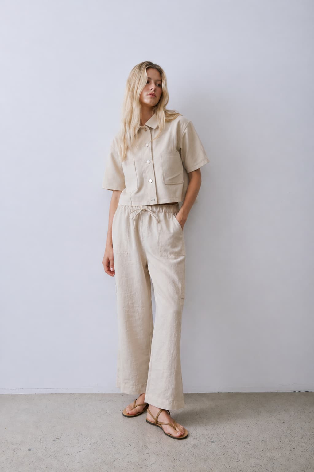 Melissa Nepton Tonio Pant lt beige front view Lemonberry Aurora