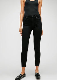 black mid rise ankle skinny jeans for women 7 For All Mankind Lemonberry Aurora worn