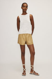 Mirali Top by Melissa Nepton with its scalloped edges and soft knit fabric, available at Lemonberry in Aurora, ON nearby Newmarket and King City.