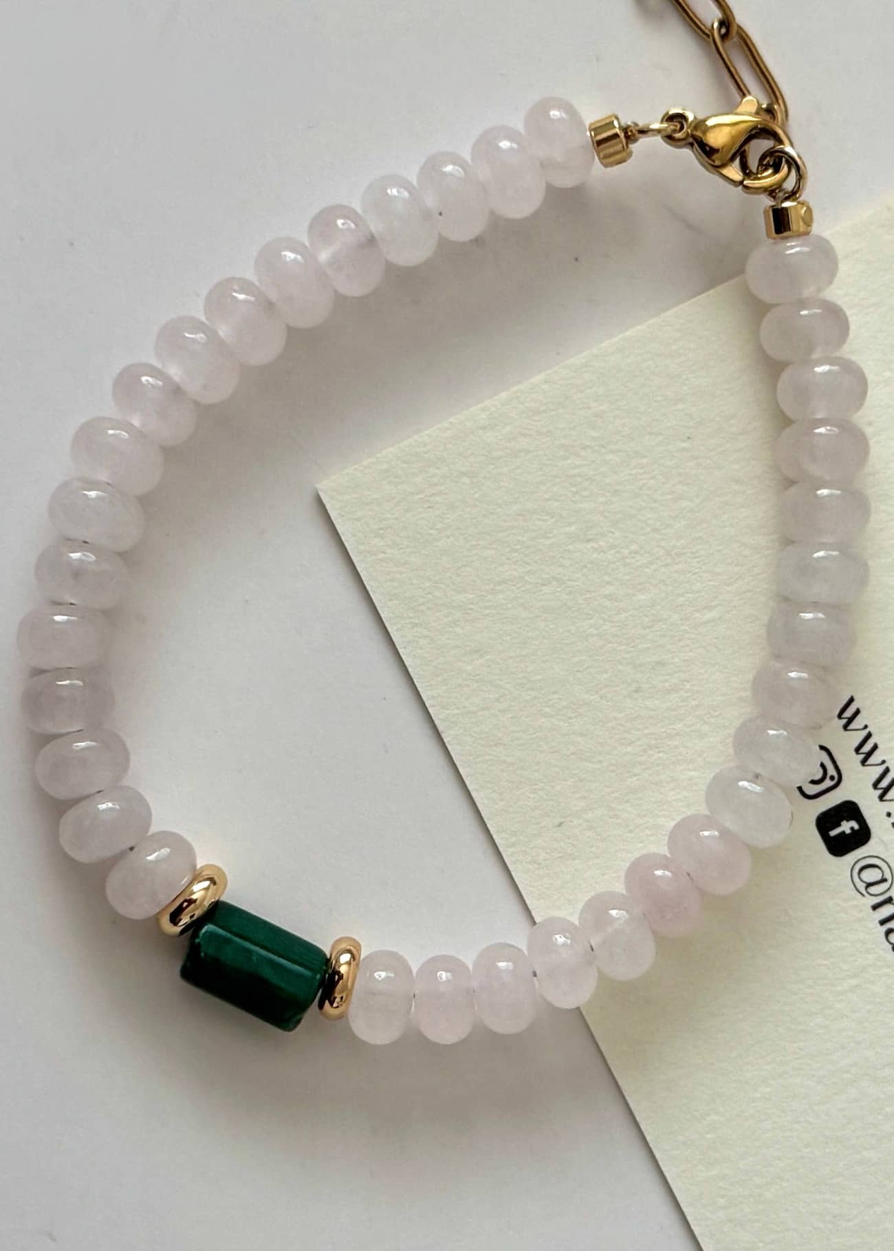 Olivia Rose Quartz Bracelet with green accent stone front view Lemonberry Aurora