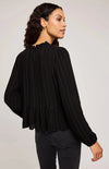 Back view of Gentle Fawn Ophelia blouse in black with embroidered stripe – Lemonberry