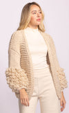 Palermo Sweater in cream by Pink Martini, open-front style with statement sleeves – shop Lemonberry Aurora or online with Canada-wide delivery.
