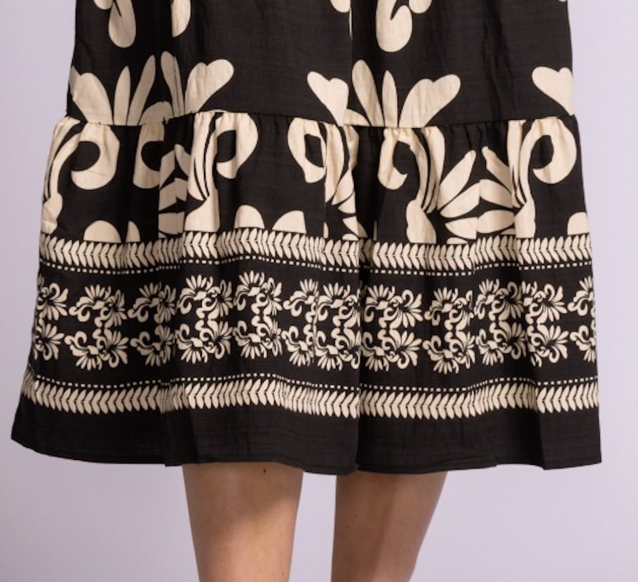 Pink Martini Archwood Dress border print hem detail view Lemonberry Aurora