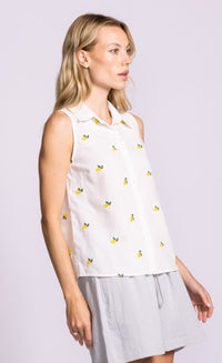 Pink Martini Becky top in white side view Lemonberry