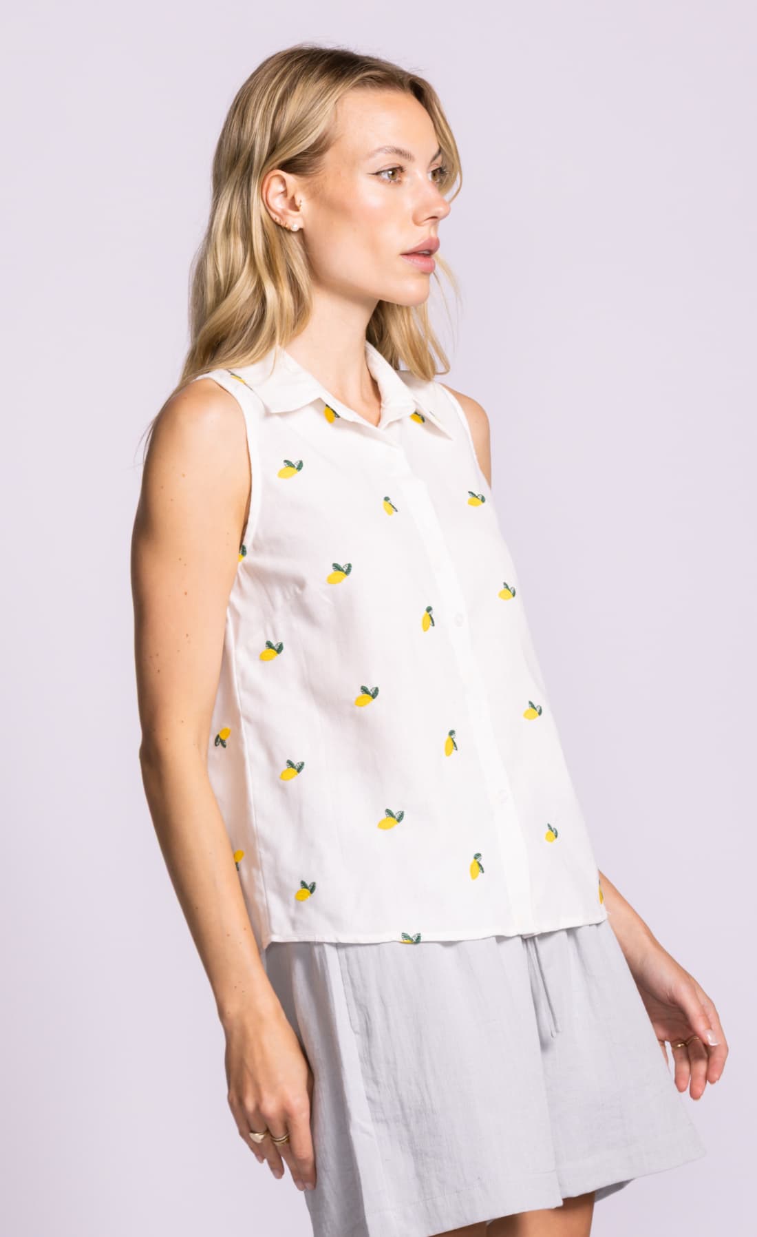 Pink Martini Becky top in white side view Lemonberry