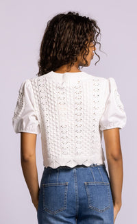 Pink Martini Bliss Sweater white back view Lemonberry Aurora