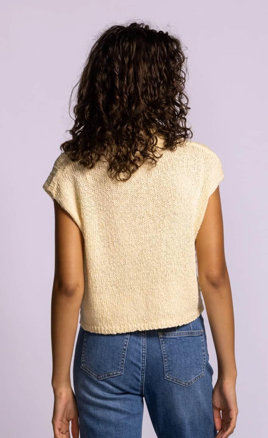 Pink Martini Boca Top yellow cotton knit polo back view Lemonberry Aurora