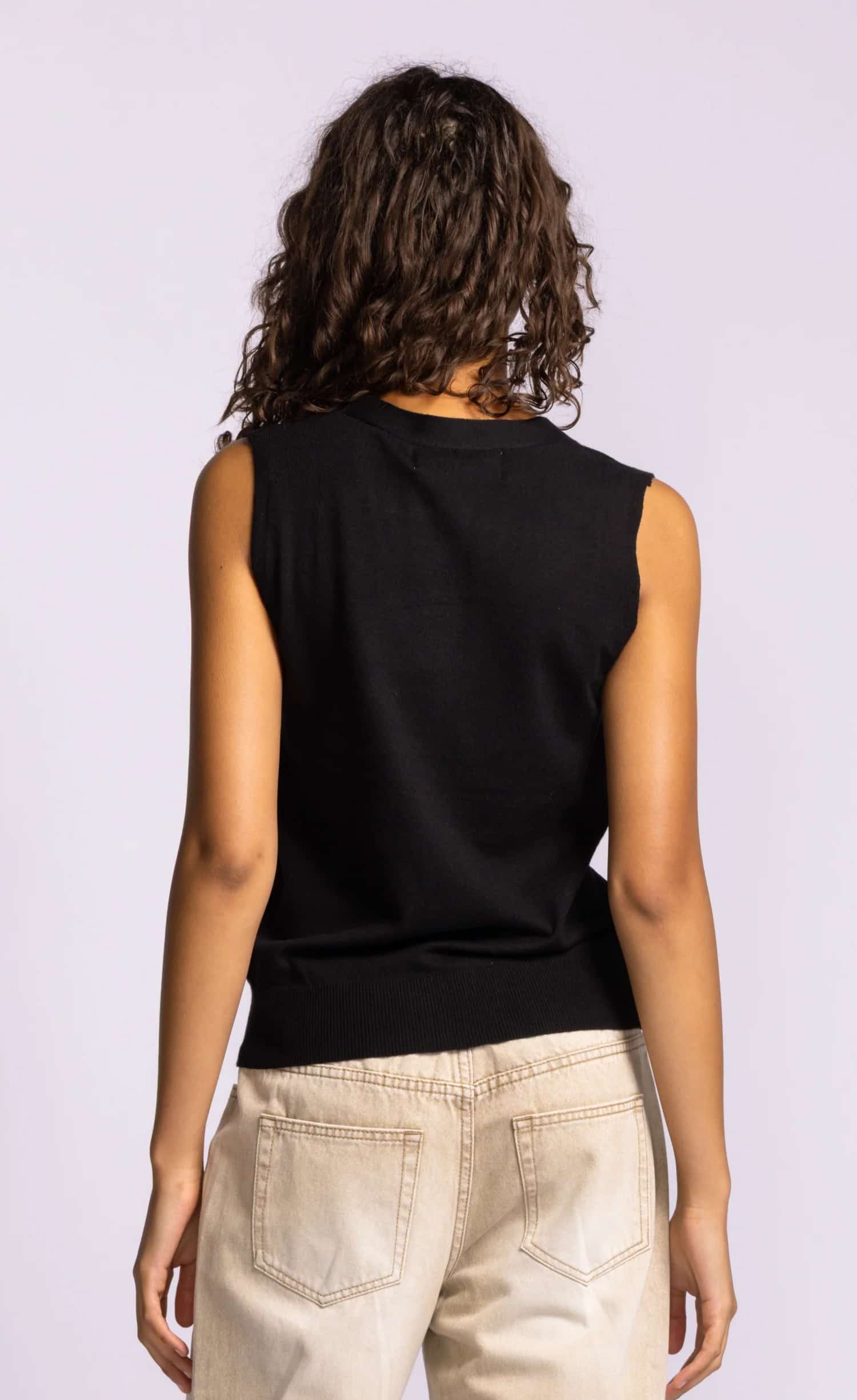 Pink Martini Calvert sweater vest black back view Lemonberry Aurora