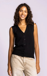 Pink Martini Calvert sweater vest black front view Lemonberry Aurora
