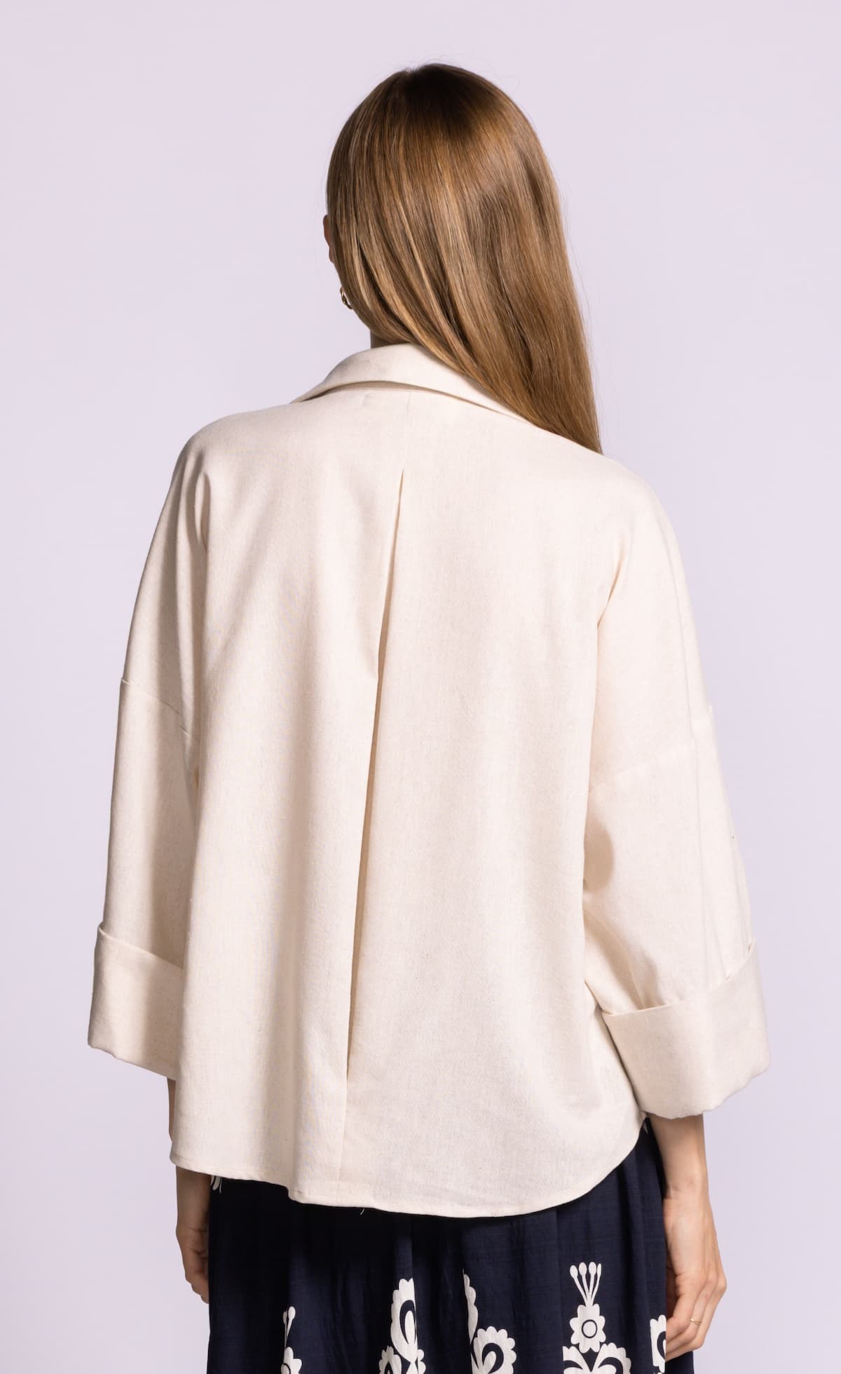 Pink Martini Charlie Top beige button front blouse back view Lemonberry Aurora