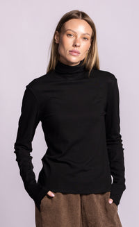 Pink Martini Dollie long-sleeve turtleneck in black front view