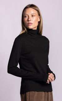 Pink Martini Dollie long-sleeve turtleneck in black side view