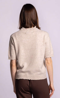 Pink Martini Elyse beige ruffle trim knit top back view Lemonberry Aurora