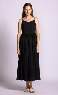 Pink Martini Farmdale Dress black eyelet midi front view Lemonberry Aurora