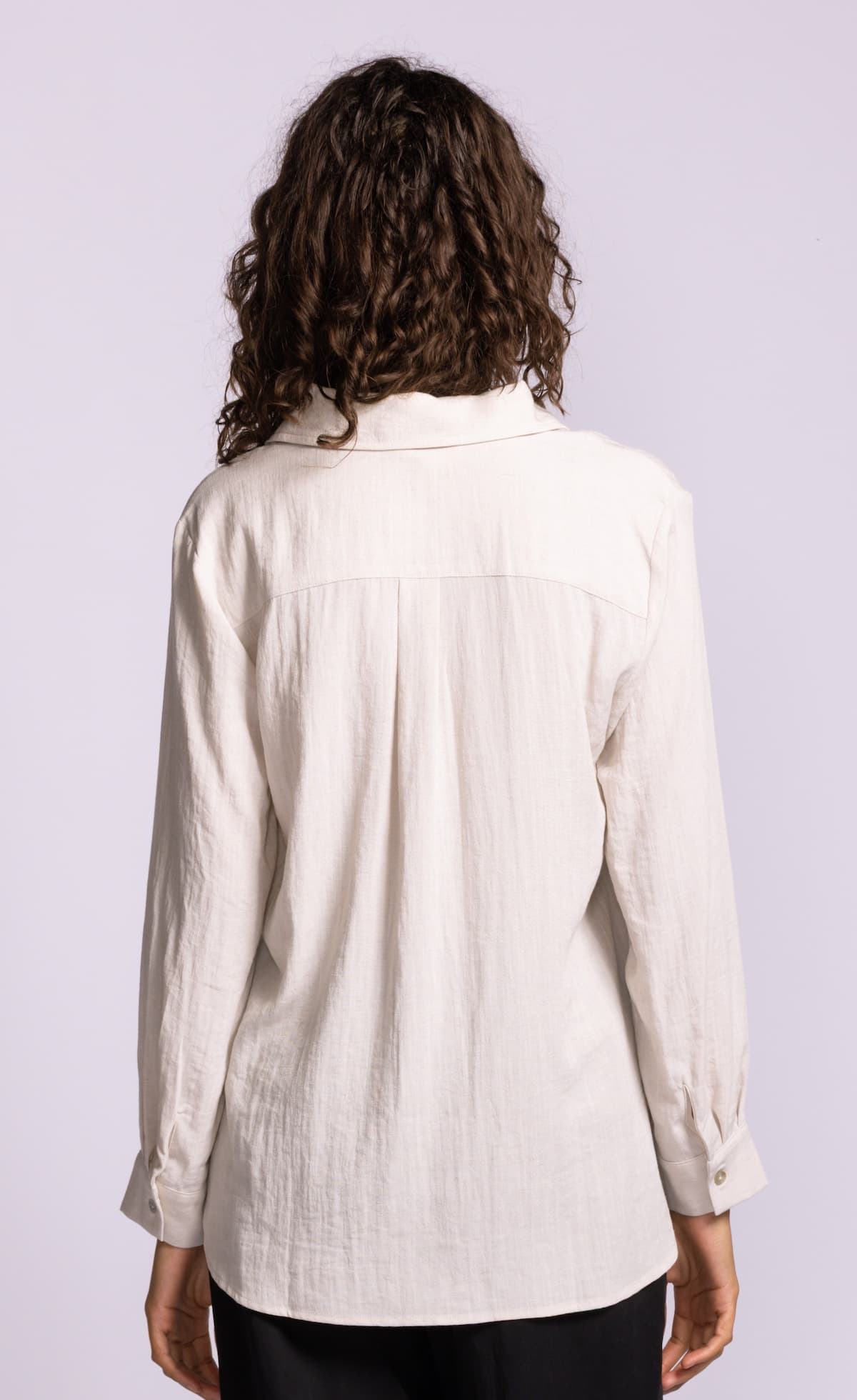 Pink Martini Francis white viscose linen button front shirt back view Lemonberry Aurora