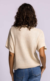 Pink Martini Gerda sweater off white cotton blend knit back view Lemonberry Aurora