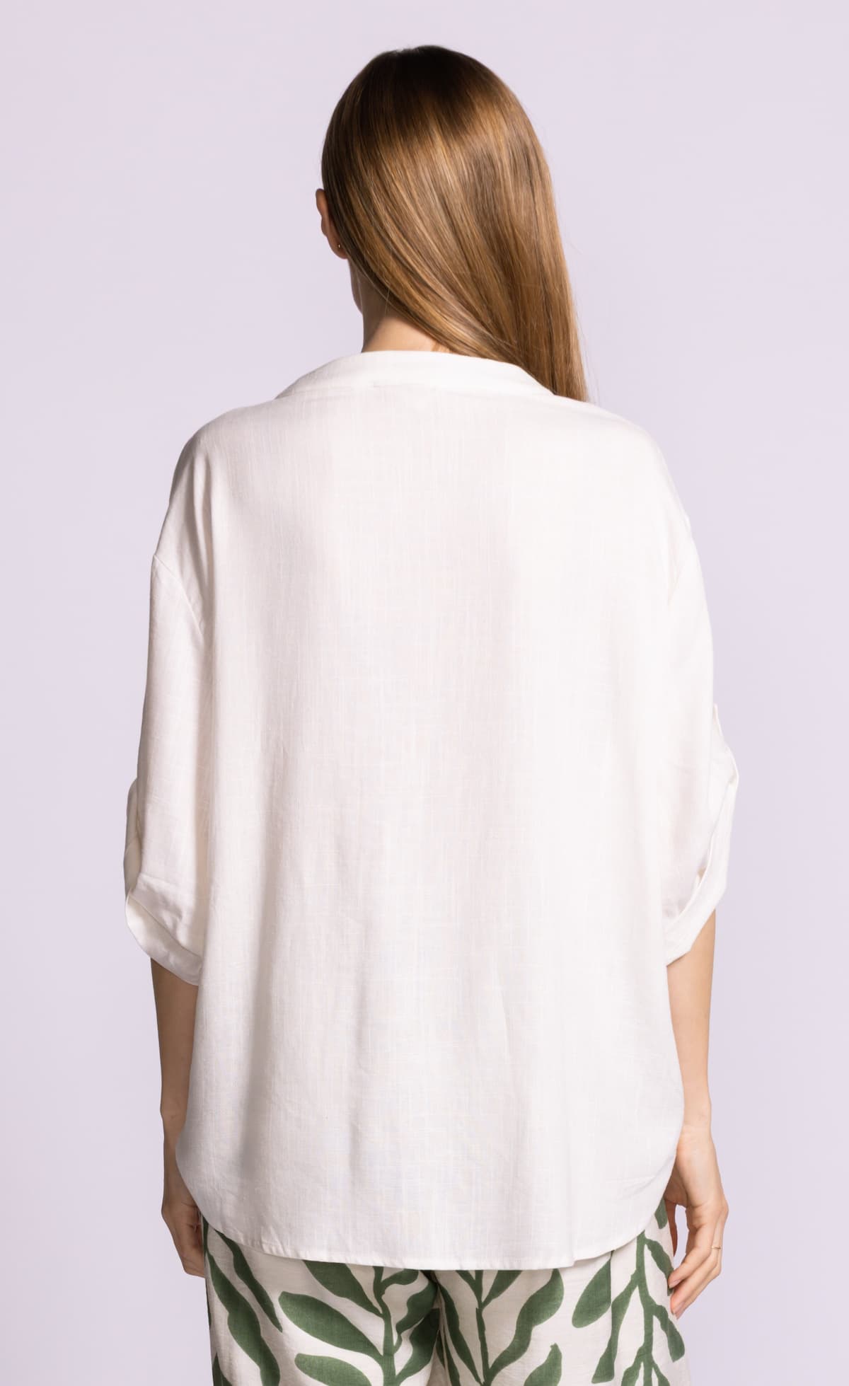 Pink Martini Gigi top white viscose linen blouse back view Lemonberry Aurora