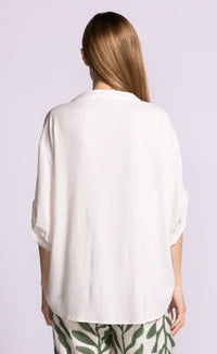 Pink Martini Gigi top white viscose linen blouse back view Lemonberry Aurora