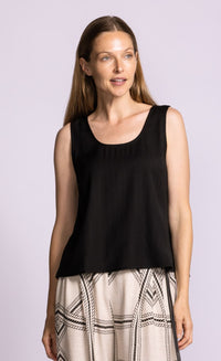 Pink Martini Jennifer black swing tank lightweight drape model view Lemonberry Aurora