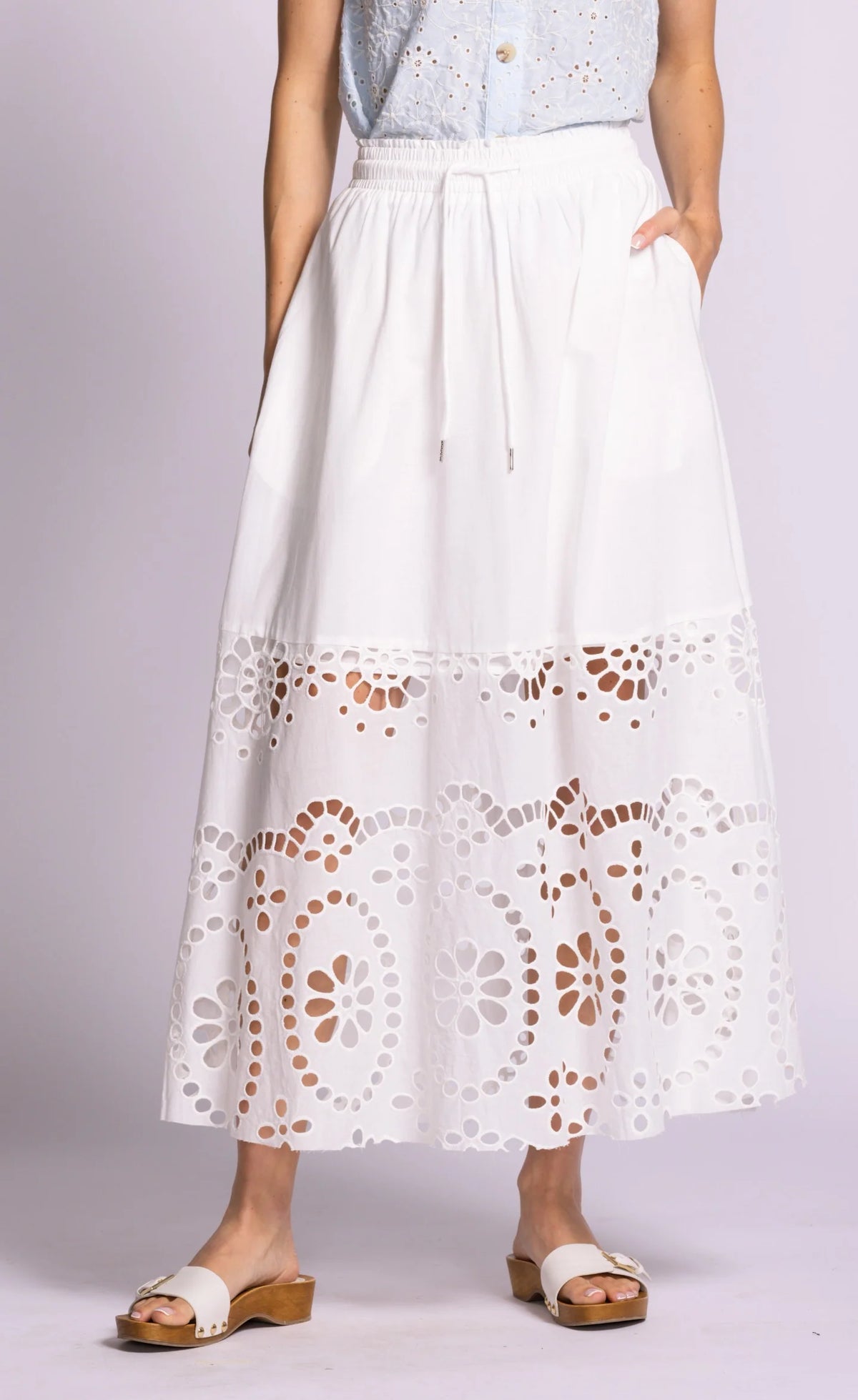 Pink Martini Jolene skirt white front detail Lemonberry Aurora