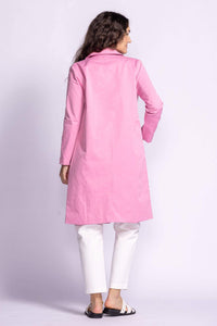 Back view of light pink Montana trench coat by Pink Martini — shown at Lemonberry in Aurora, ON