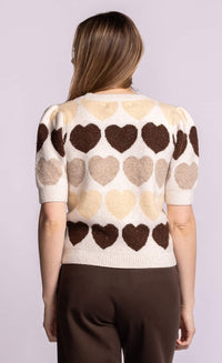 Pink Martini Moyo beige heart pattern knit top back view Lemonberry Aurora