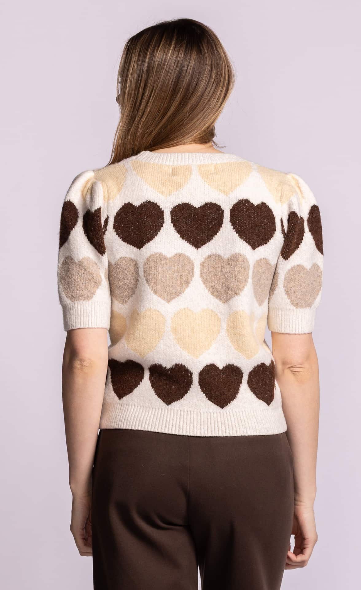 Pink Martini Moyo beige heart pattern knit top back view Lemonberry Aurora