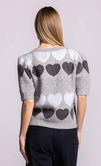 Pink Martini Moyo grey heart pattern knit top back view Lemonberry Aurora