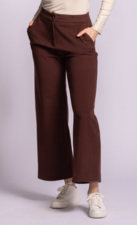 Pink Martini Nadia Full Pants in brown front detail