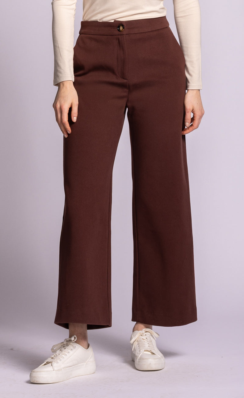 Pink Martini Nadia Full Pants in brown front view
