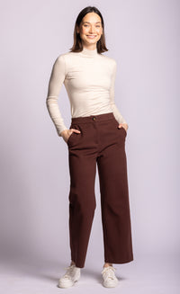 Pink Martini Nadia Full Pants in brown full front view