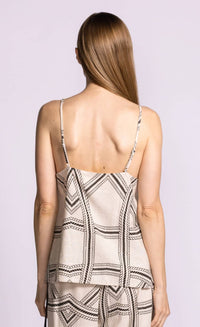 Pink Martini Nagel top printed linen blend back view Lemonberry Aurora