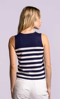 Pink Martini Nantucket navy stripe knit tank back view Lemonberry Aurora