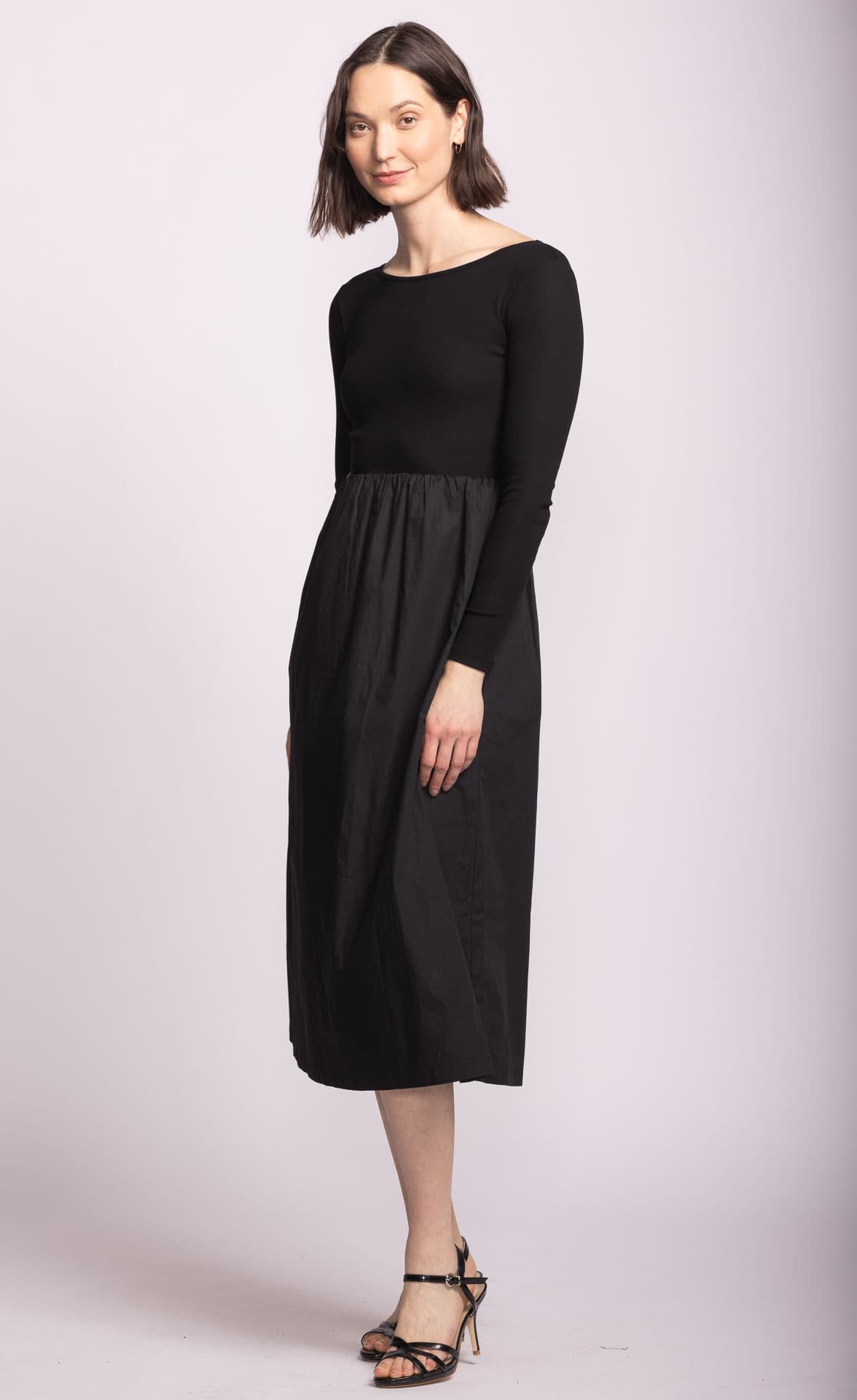 Pink Martini Nicole Dress Black Long Sleeve Lemonberry Aurora side view