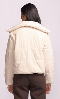Pink Martini Northfield Jacket in beige cord – back view on model, Lemonberry Newmarket fall fashion