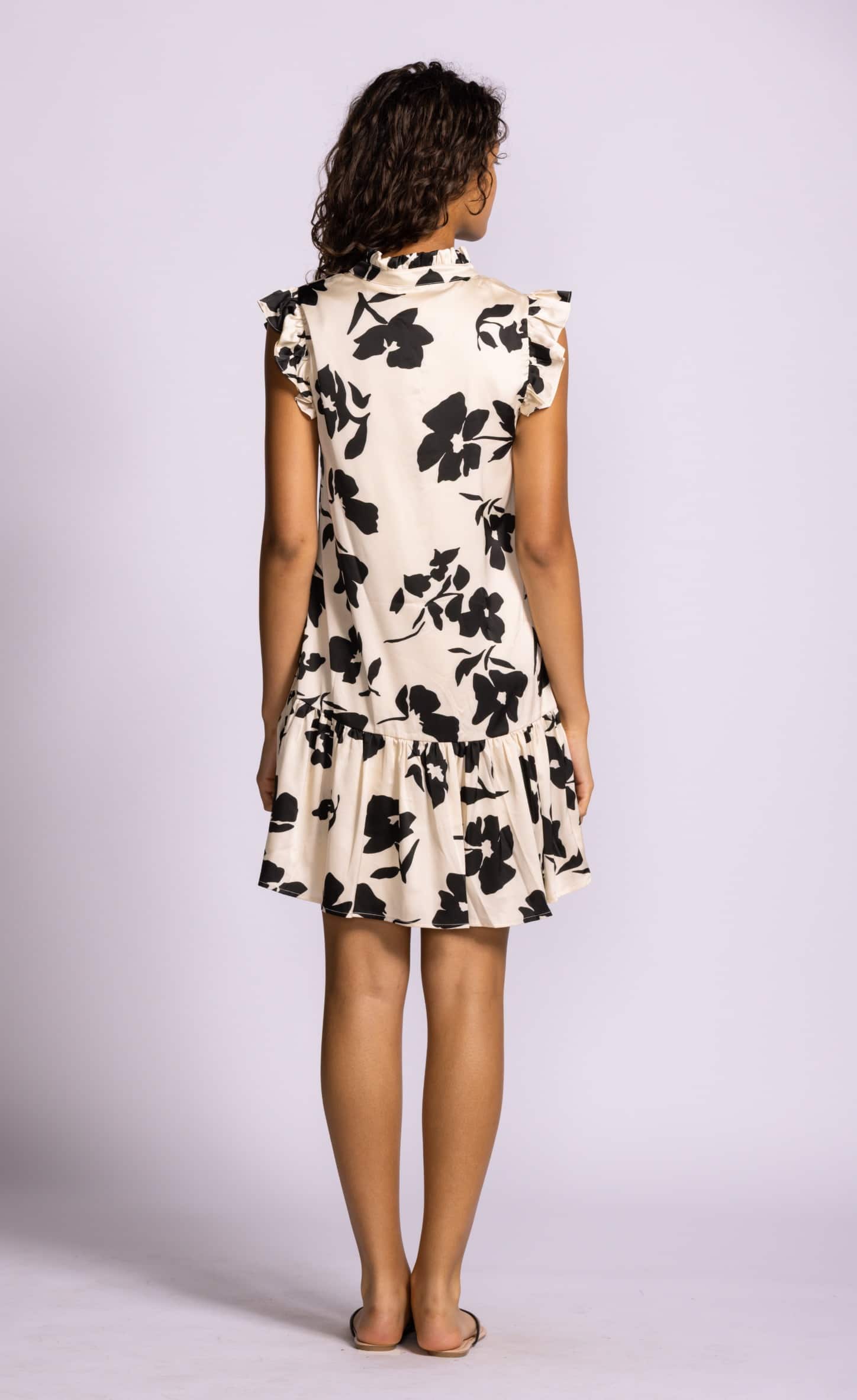 Pink Martini Ophelia Dress beige floral back view Lemonberry Aurora
