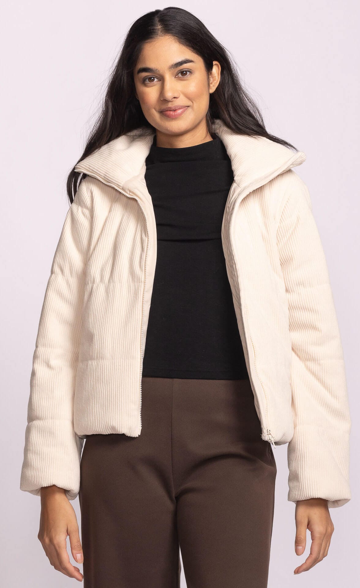 Pink Martini Outerwear Pink Martini Northfield Jacket – Beige Cord Puffer available at Lemonberry Boutique Aurora