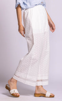 Pink Martini Riverton pants white cotton wide leg side detail Lemonberry Aurora