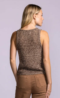 Pink Martini Sancola brown textured cotton knit tank back view Lemonberry Aurora