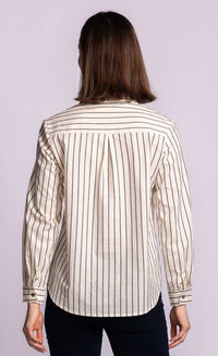 Pink Martini Sapphire black striped cotton shirt back view Lemonberry Aurora