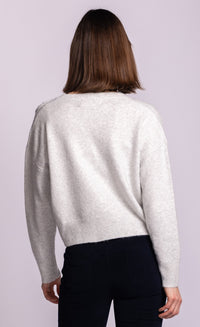 Pink Martini Skye textured V-neck sweater in grey back view